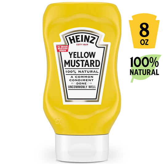 Heinz Yellow Mustard Bottle; 8 Ounce; 12 Per Case