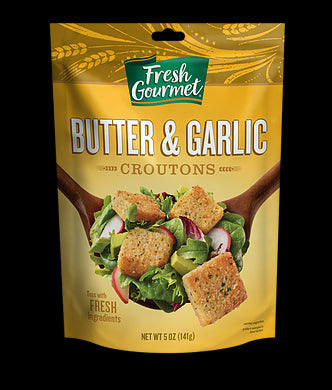 Fresh Gourmet Homestyle Butter Garlic Crouton Bag; 5 Ounce; 12 Per Case - High Mart Wholesale