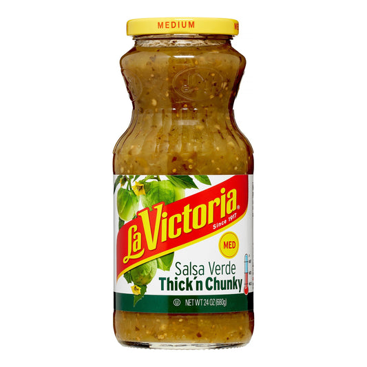 La Victoria Salsa Verde Thick & Chunky Medium; 24 Ounces; 12 Per Case - High Mart Wholesale