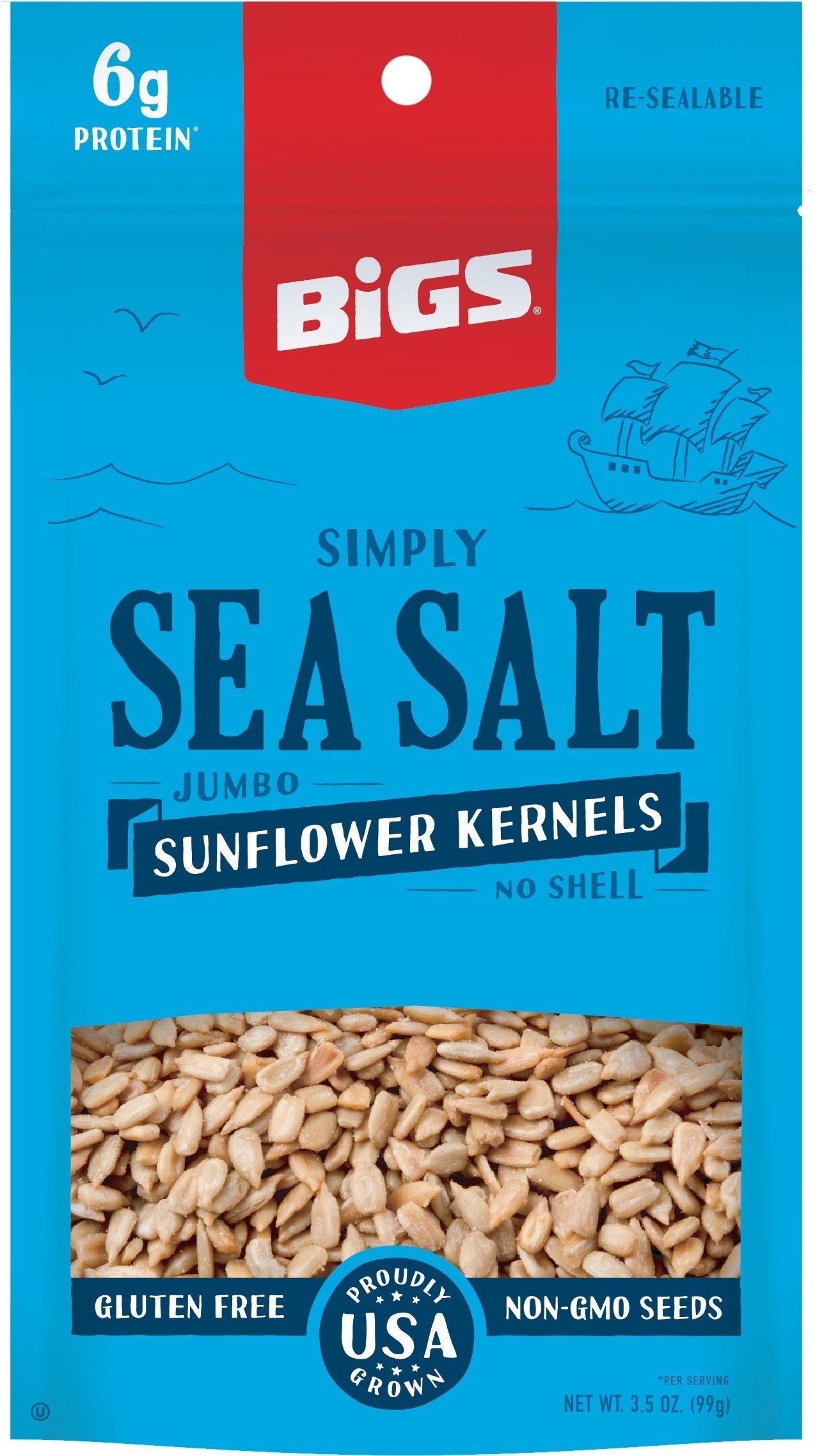 Bigs Sunflower Seeds Sea Salt; 3.5 Ounces; 6 Per Box; 6 Per Case - High Mart Wholesale