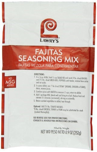 Lawry's Fajitas Seasoning Mix; 8.9 Ounces; 6 Per Case