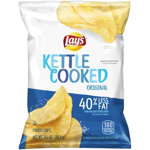 Lay's Kettle Cooked 40% Less Fat Original Potato Chips; 1.375 Ounce; 64 Per Case