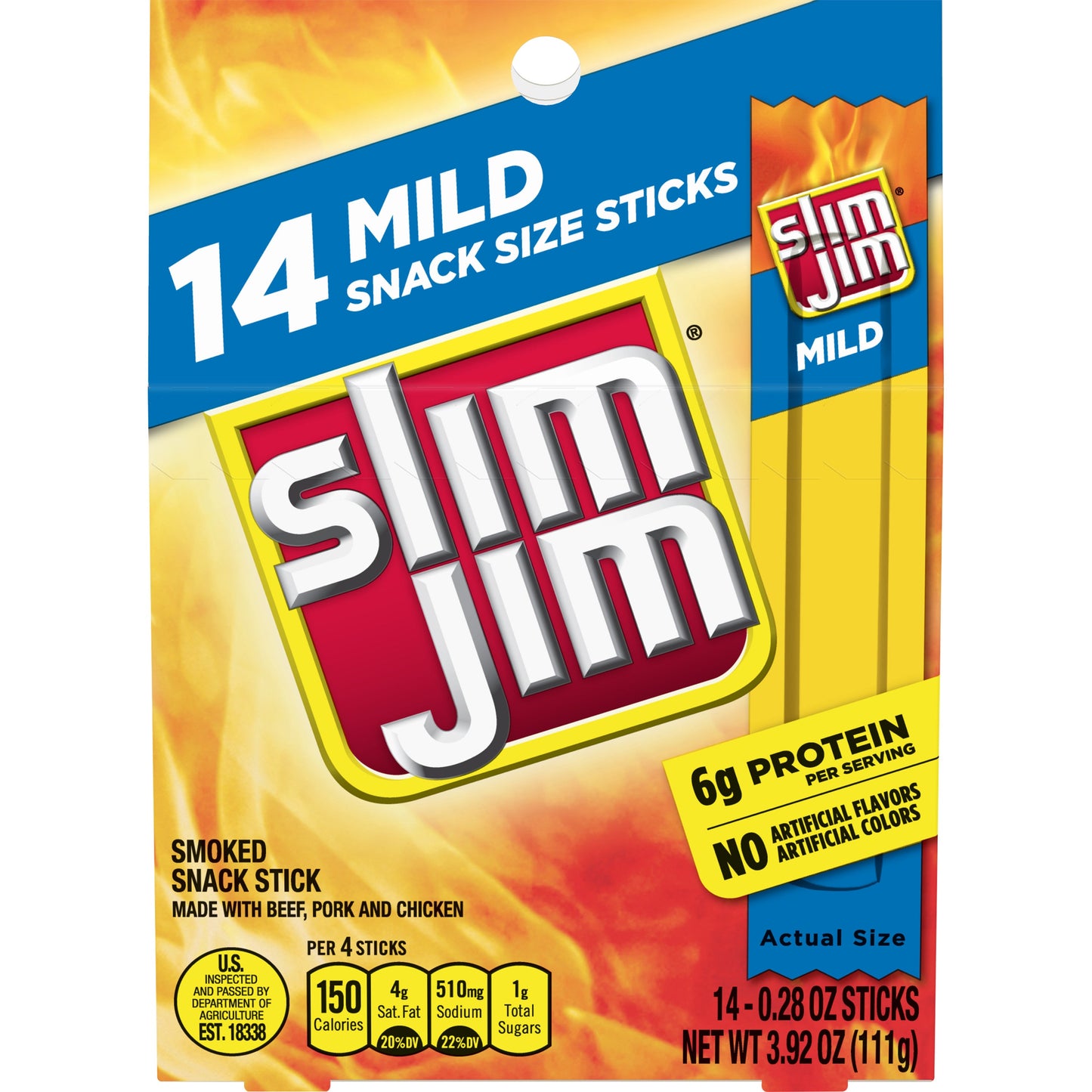 Slim Jim Gable Top Mild Sticks; 3.92 Ounce Box; 3.92 Ounces; 7 Per Case