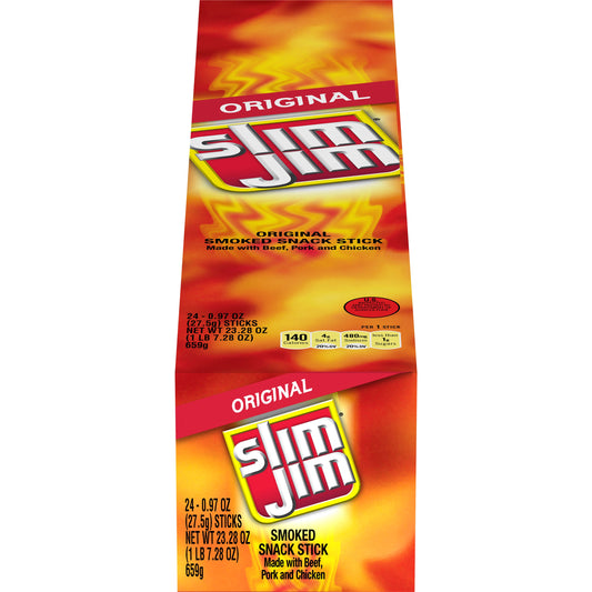 Slim Jim Original Smoked Snack Sticks; 0.97 Ounces; 24 Per Box; 6 Per Case