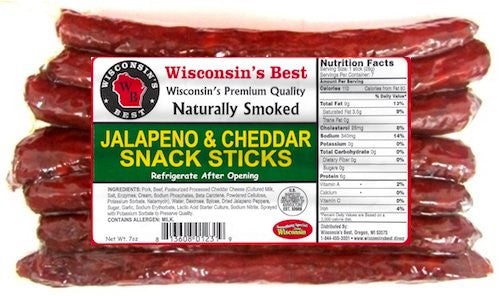 Wisconsins Best Jalapeno & Cheddar Snack Sticks Meat Snack Stick Value Pack Sticks; 7 Ounce; 12 Per Case - High Mart Wholesale