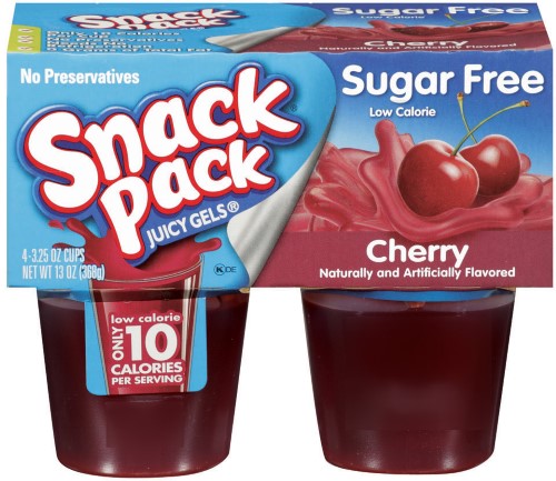 Snack Pack Gel Sugar Free Cherry; 13 Ounces; 12 Per Case