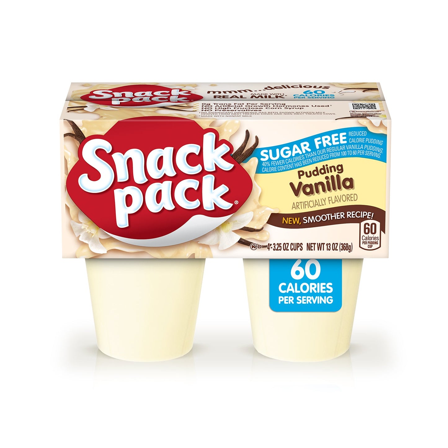 Snack Pack Sugar Free Vanilla; 13 Ounce; 12 Per Case