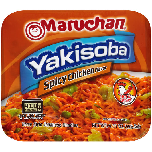 Maruchan Ramen Yakisoba Hot & Spicy Chicken Flavored Home Style Japanese Noodles; 4.11 Ounces; 8 Per Case - High Mart Wholesale