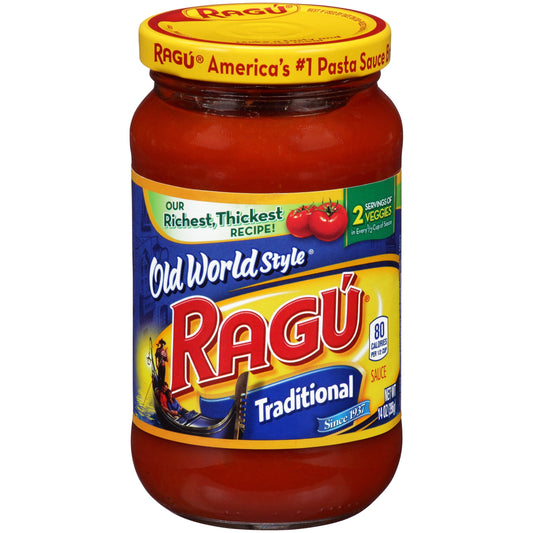 Ragu Sauce Old World Spaghetti Glass Jar; 14 Ounces; 12 Per Case