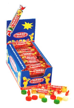 Haribo Roulette Box Gummi Candy; 0.875 Ounce; 36 Per Box; 12 Per Case - High Mart Wholesale