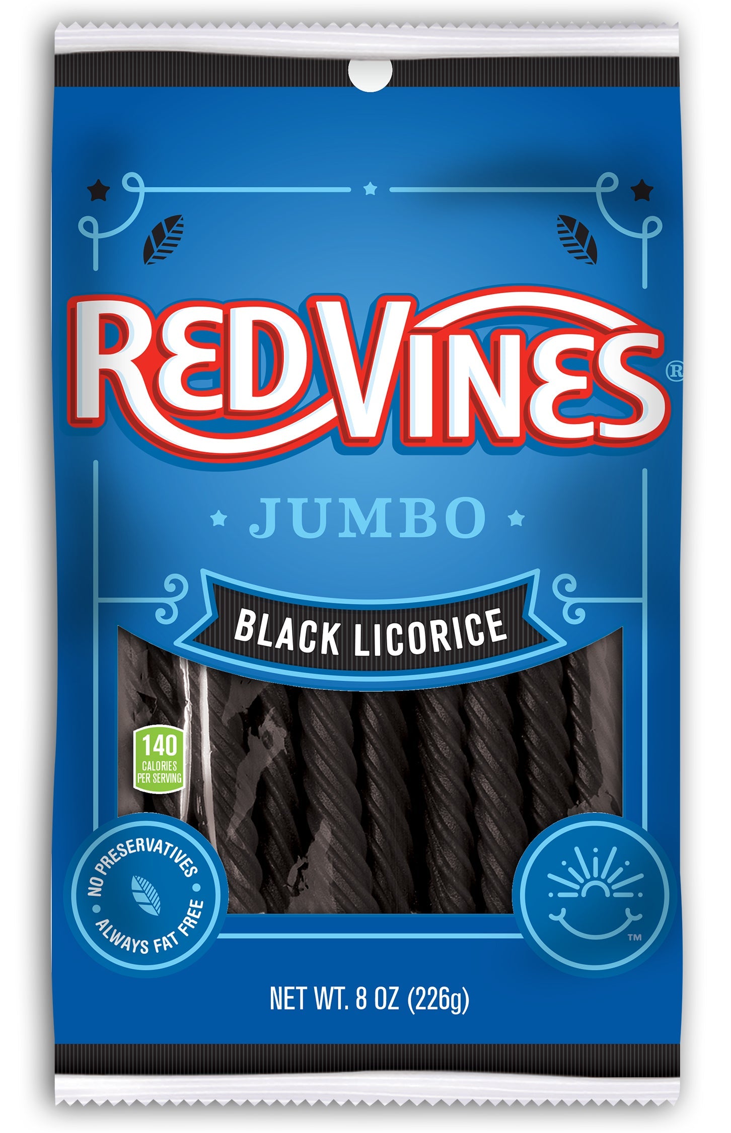 Red Vines Black Licorice Jumbo Twists; 8 Ounces; 12 Per Case - High Mart Wholesale