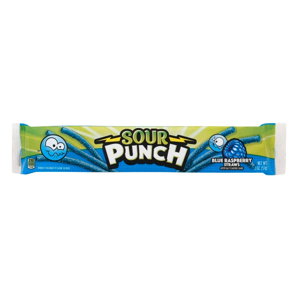 Sour Punch Sp Straws Blue Raspberry; 2 Ounces; 24 Per Box; 12 Per Case - High Mart Wholesale