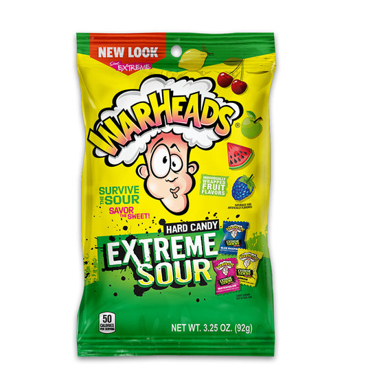 Warheads Xtreme Sour Hard Candy Peg Bag; 3.25 Ounces; 12 Per Case