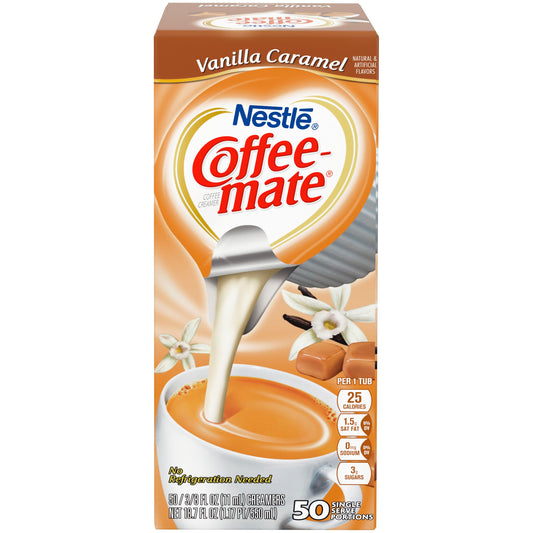 Coffee-Mate Vanilla Caramel Single Serve Liquid Creamer; 18.7 Fluid Ounces; 4 Per Case - High Mart Wholesale