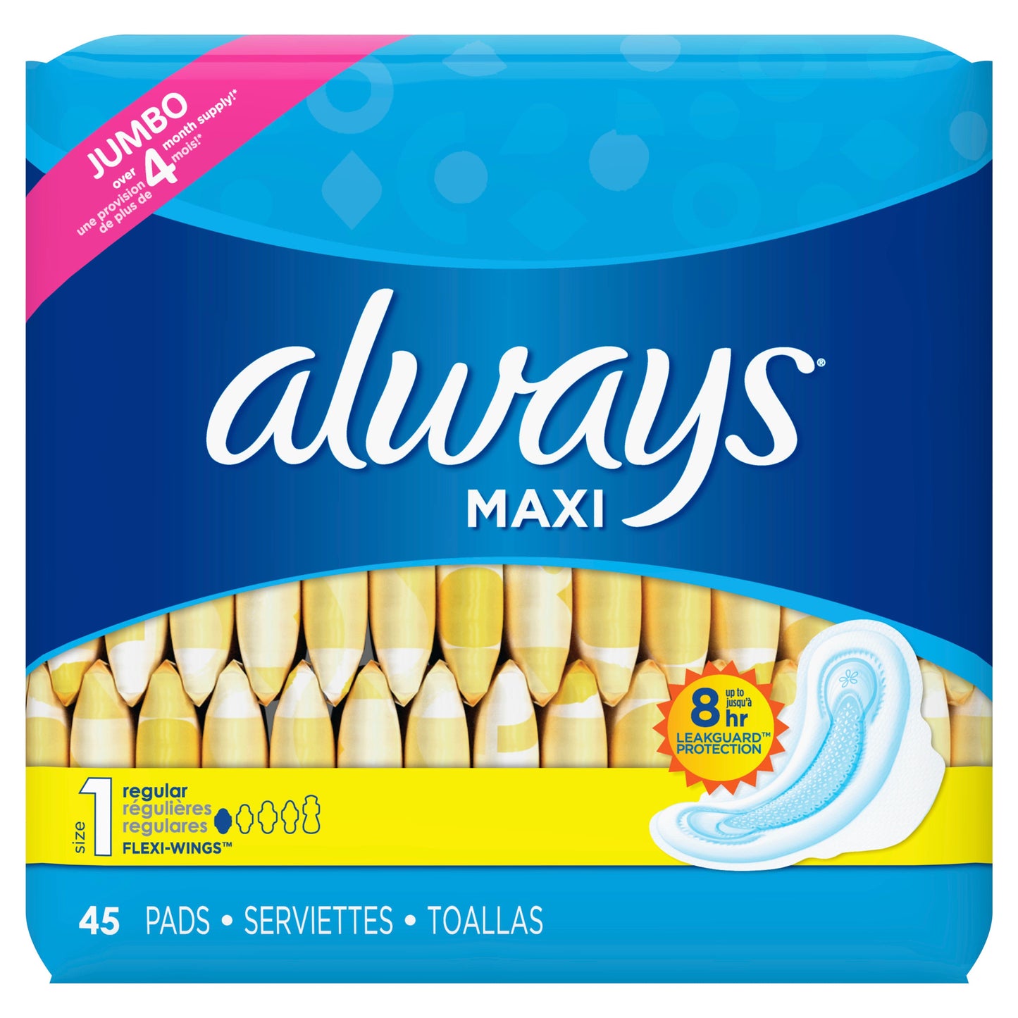 Always Maxi Regular; 45 Count; 6 Per Case