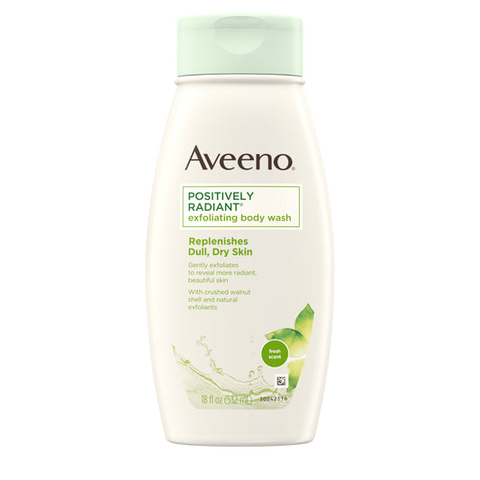 Aveeno Radiant Exfoliating Body Wash; 18 Fluid Ounce; 3 Per Box; 4 Per Case