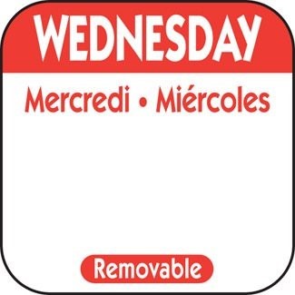 Ncco National Checking 1 Inch X 1 Inch Trilingual Red Wednesday Removable Label; 1000 Each