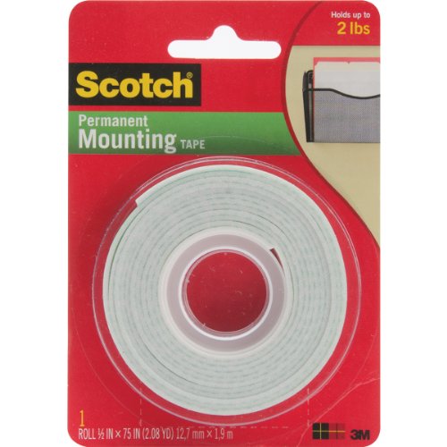 Scotch Permanent Mounting Tape .5" X 75"; 75 Inch; 6 Per Box; 4 Per Case