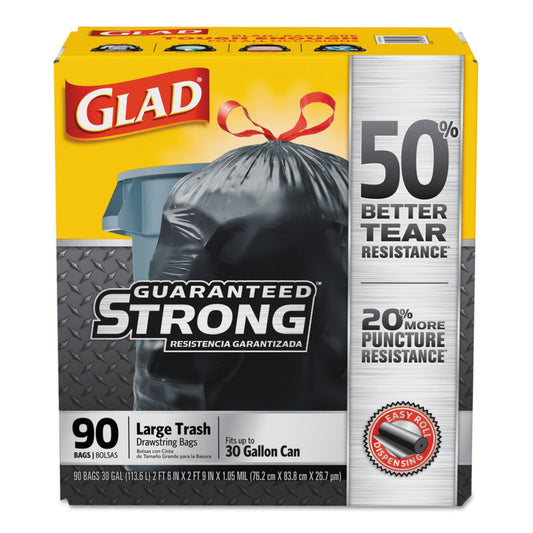 Glad Trash Bag Black Drawstrings; 90 Count; 1 Per Case