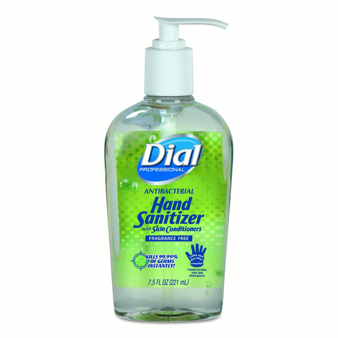 Dial Hand Sanitizer Fragrance Free Pump; 7.5 Fluid Ounces; 12 Per Case