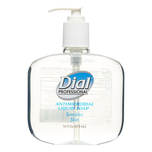 Dial Sensitive Skin Antimicrobial Liquid Hand Soap Pump; 16 Fluid Ounces; 12 Per Case