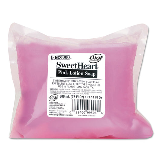 Dial Sweetheart Pink Liquid Hand Soap Flex Bag; 27.05 Fluid Ounces; 12 Per Case