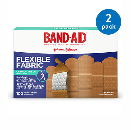 Band Aid Assorted Size Flexible Fabric Bandage; 100 Count; 3 Per Box; 4 Per Case