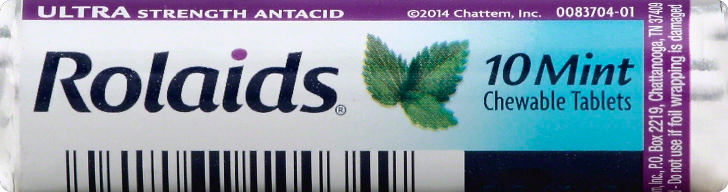 Rolaids Ultra Strength Antacid Mint Tablet; 10 Count; 12 Per Box; 24 Per Case