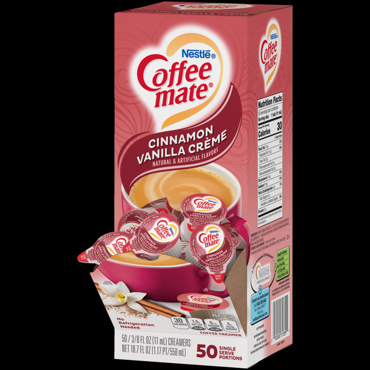 Coffee-Mate Cinnamon Vanilla Creme Single Serve Liquid Creamer; 18.7 Fluid Ounces; 4 Per Case - High Mart Wholesale