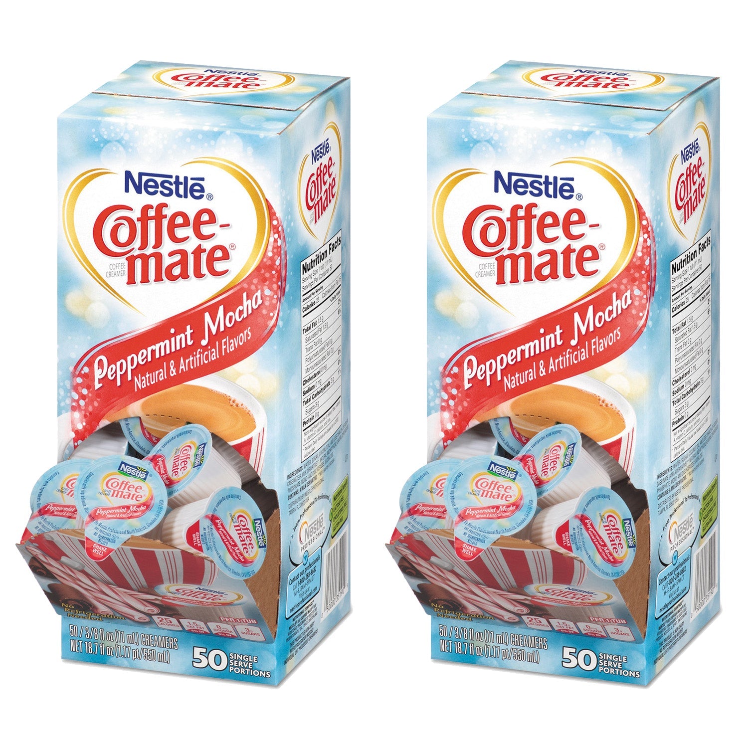 Coffee-Mate Peppermint Mocha Single Serve Liquid Creamer; 18.7 Fluid Ounces; 4 Per Case - High Mart Wholesale