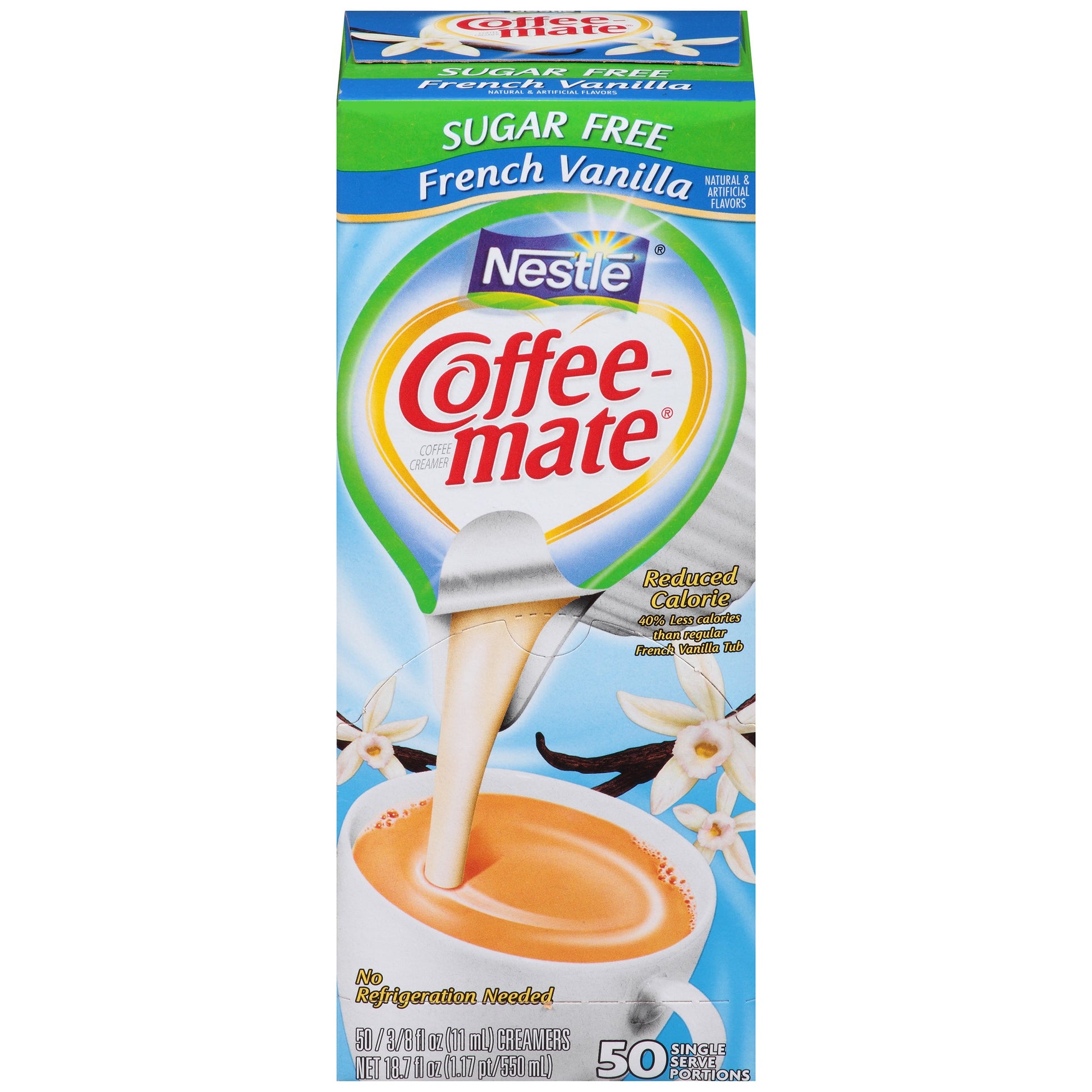 Coffee-Mate Sugar Free French Vanilla Single Serve Liquid Creamer; 18.7 Fluid Ounces; 4 Per Case - High Mart Wholesale