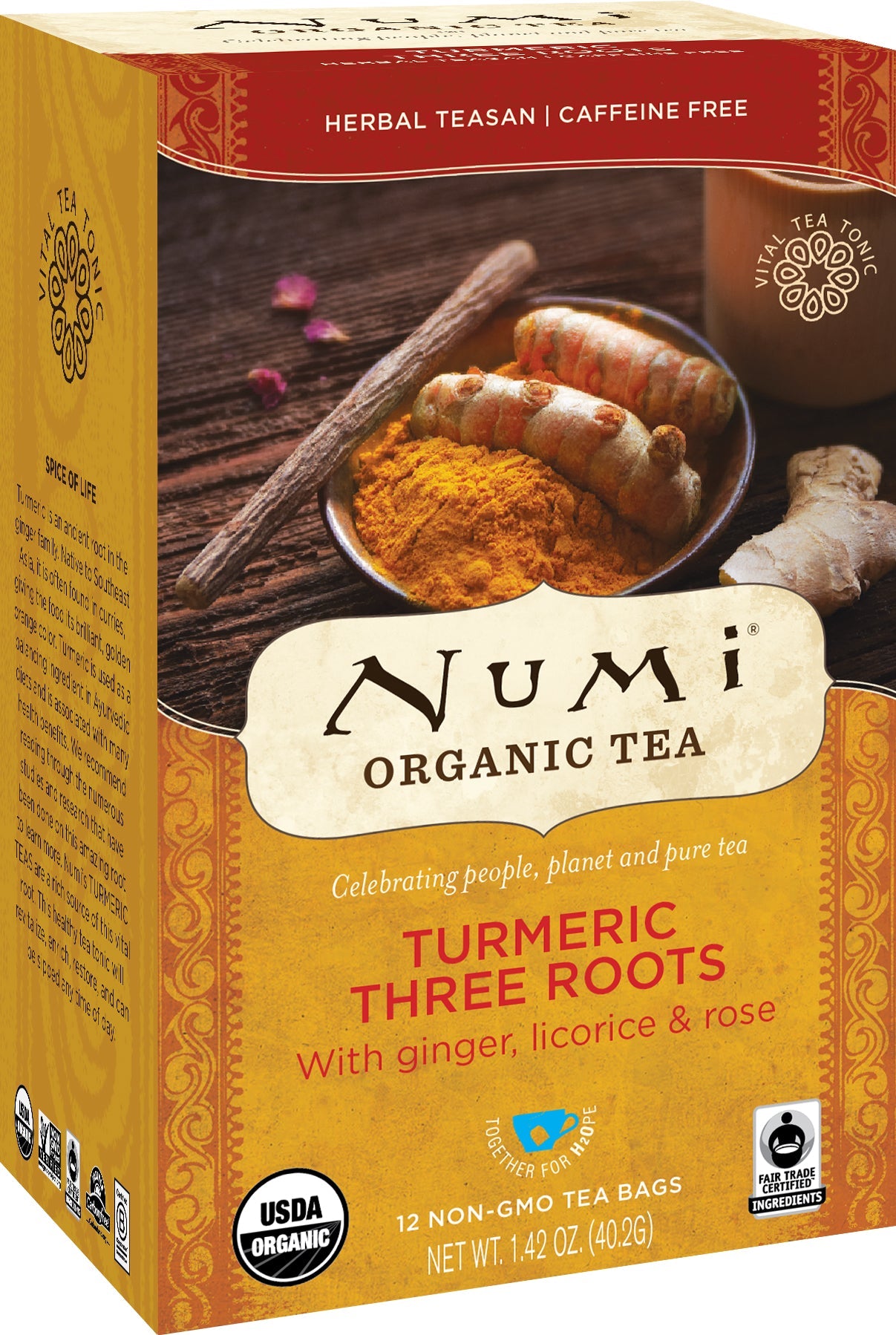 Numi Organic Tea Three Three Roots Turmeric Tea; 12 Count; 6 Per Case - High Mart Wholesale