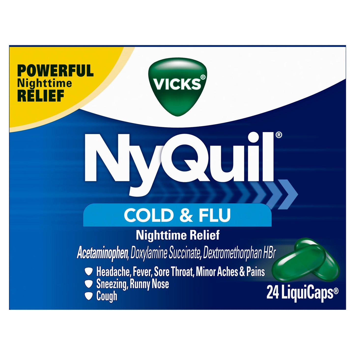 Vicks Nyquil Liquicaps; 24 Count; 6 Per Box; 4 Per Case