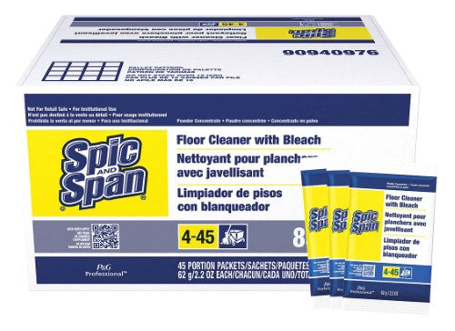 Spic & Span Professional Floor Cleaner W/Bleach Concentrate Powder Packet; 2.2 Ounce; 45 Per Case