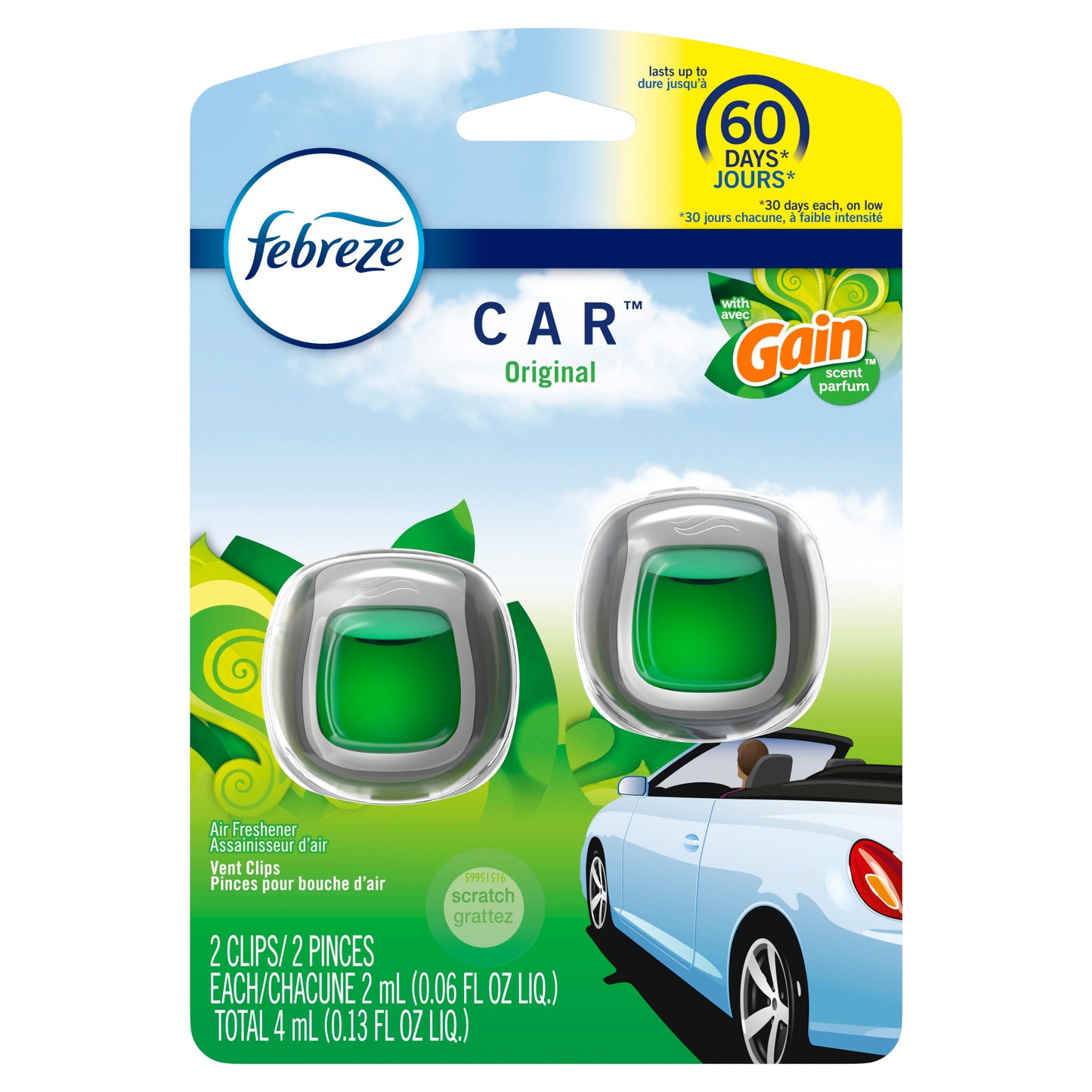 Swiffer Freshener Car Gain Scent; 0.13 Fluid Ounces; 8 Per Case