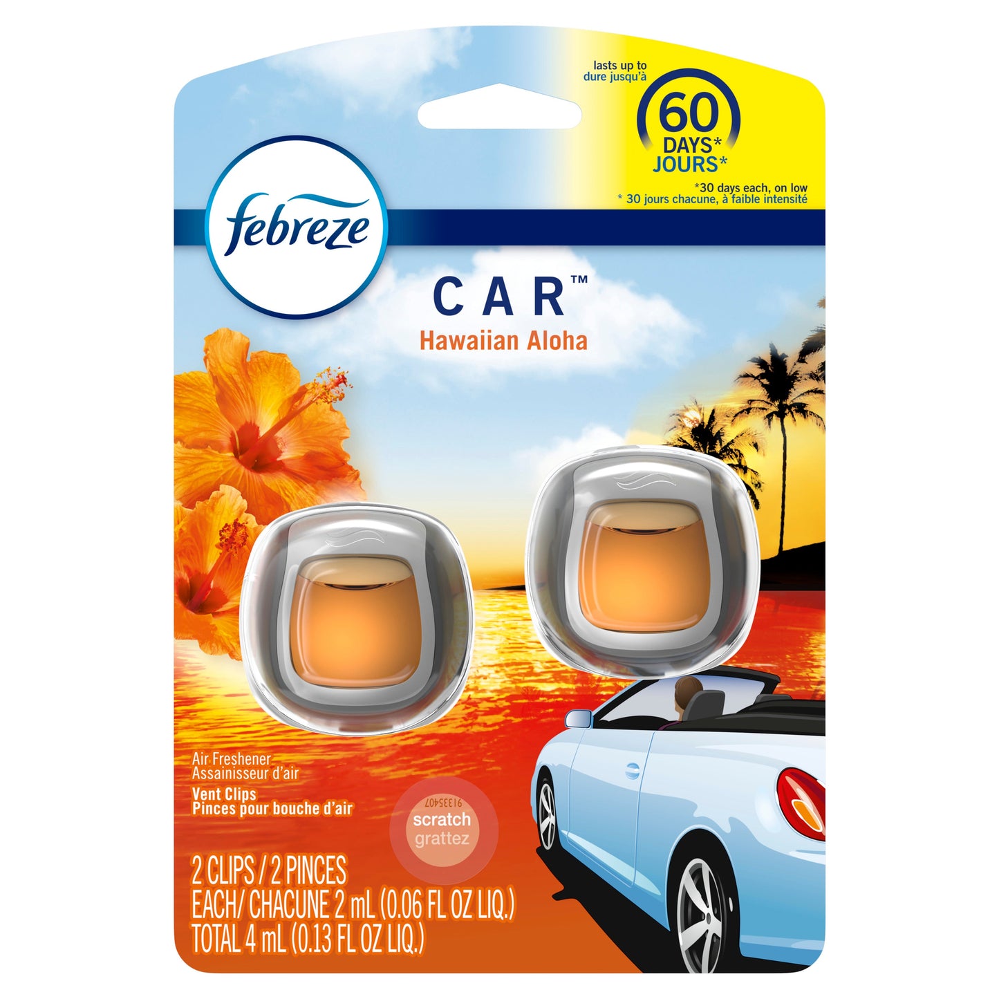 Febreze Car Vent Hawaiian Aloha; 0.13 Fluid Ounce; 8 Per Case