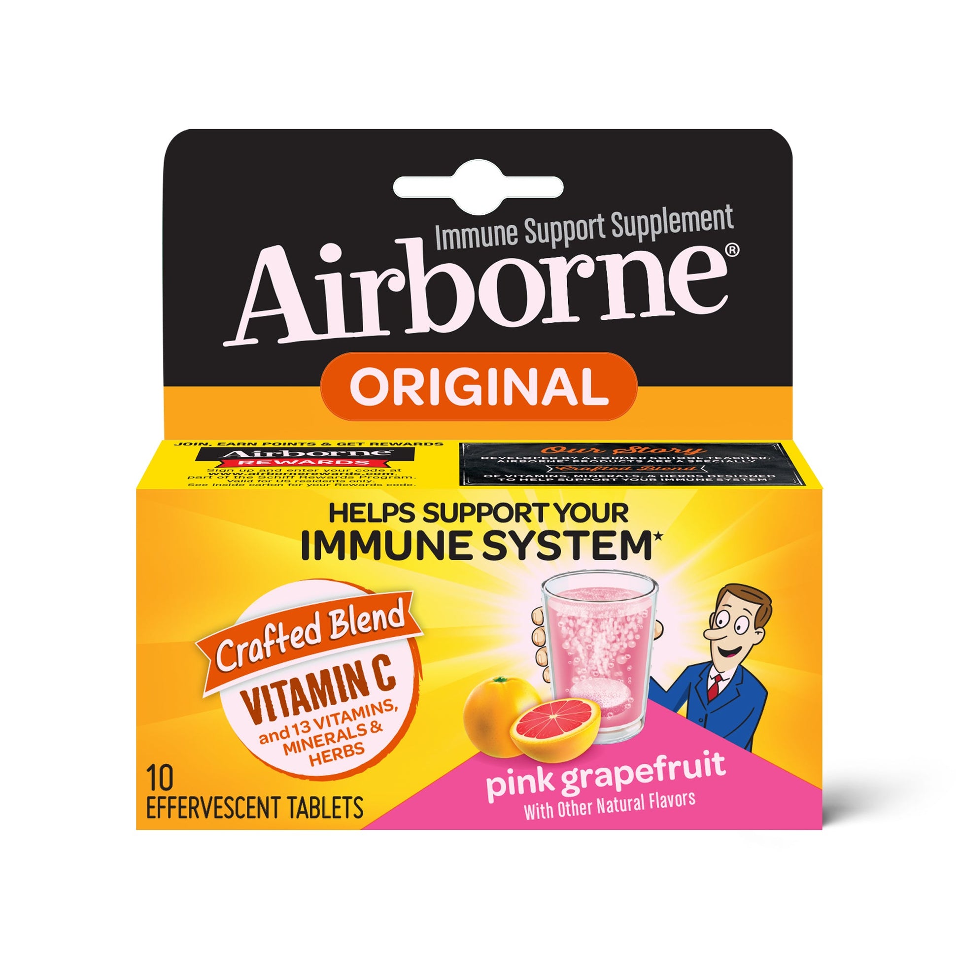 Airborne Effervescent Tablet Pink Grapefruit; 10 Each; 6 Per Box; 12 Per Case - High Mart Wholesale