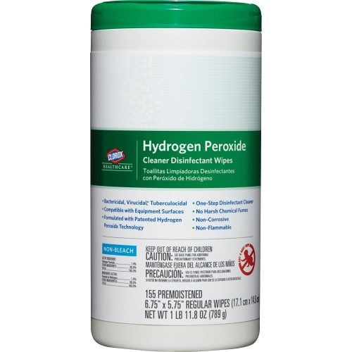 Clorox Healthcare Hydrogen Peroxide Cleaner Disinfectant Wipes; 155 Count; 6 Per Case - High Mart Wholesale