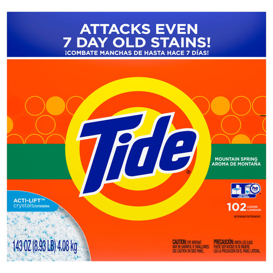 Tide Detergent Powder Mountain Spring Regular; 8.93 Pound; 2 Per Case