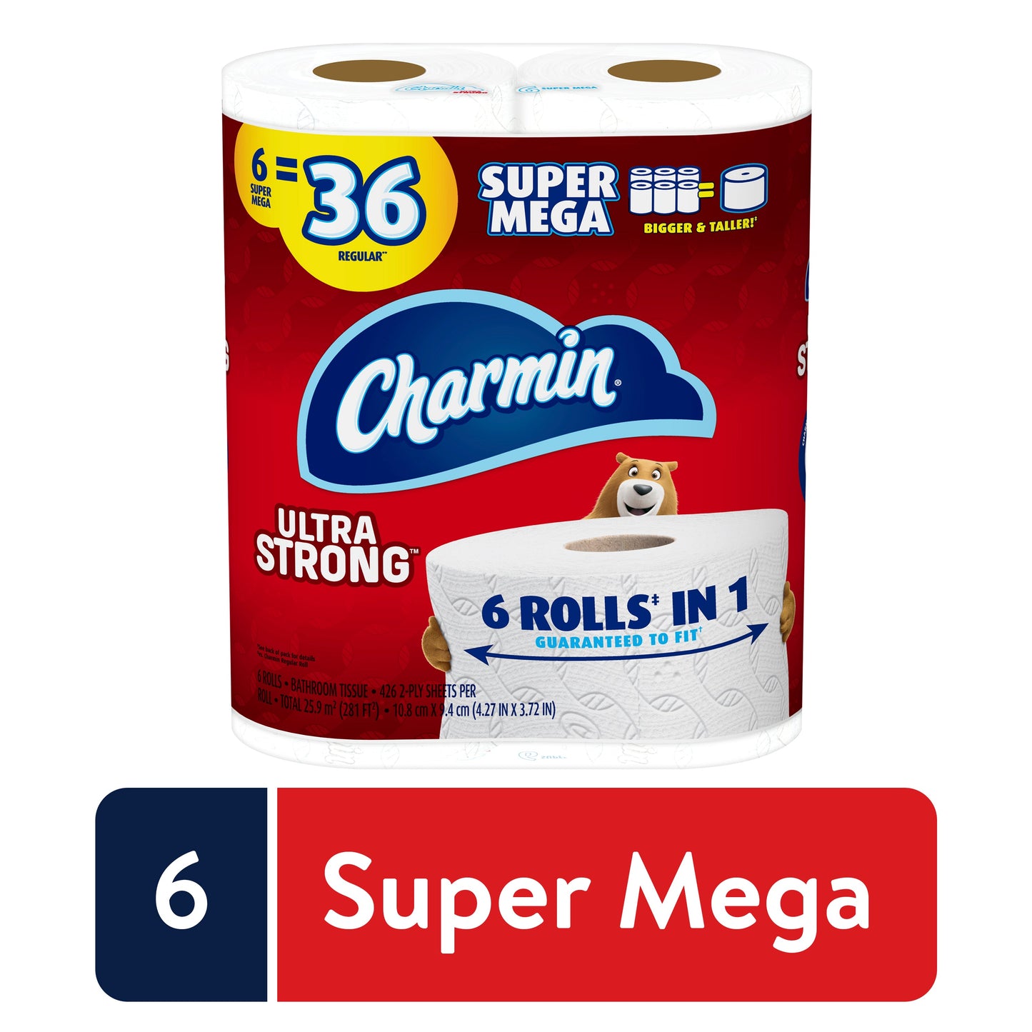 Charmin Ultra Strong Super Mega; 281 Square Foot; 3 Per Case