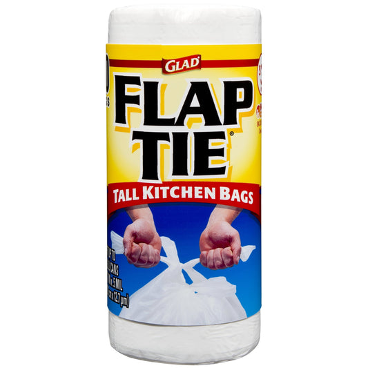 Glad Kitchen Bag Flap Tie White 13 Gallon; 40 Count; 8 Per Case