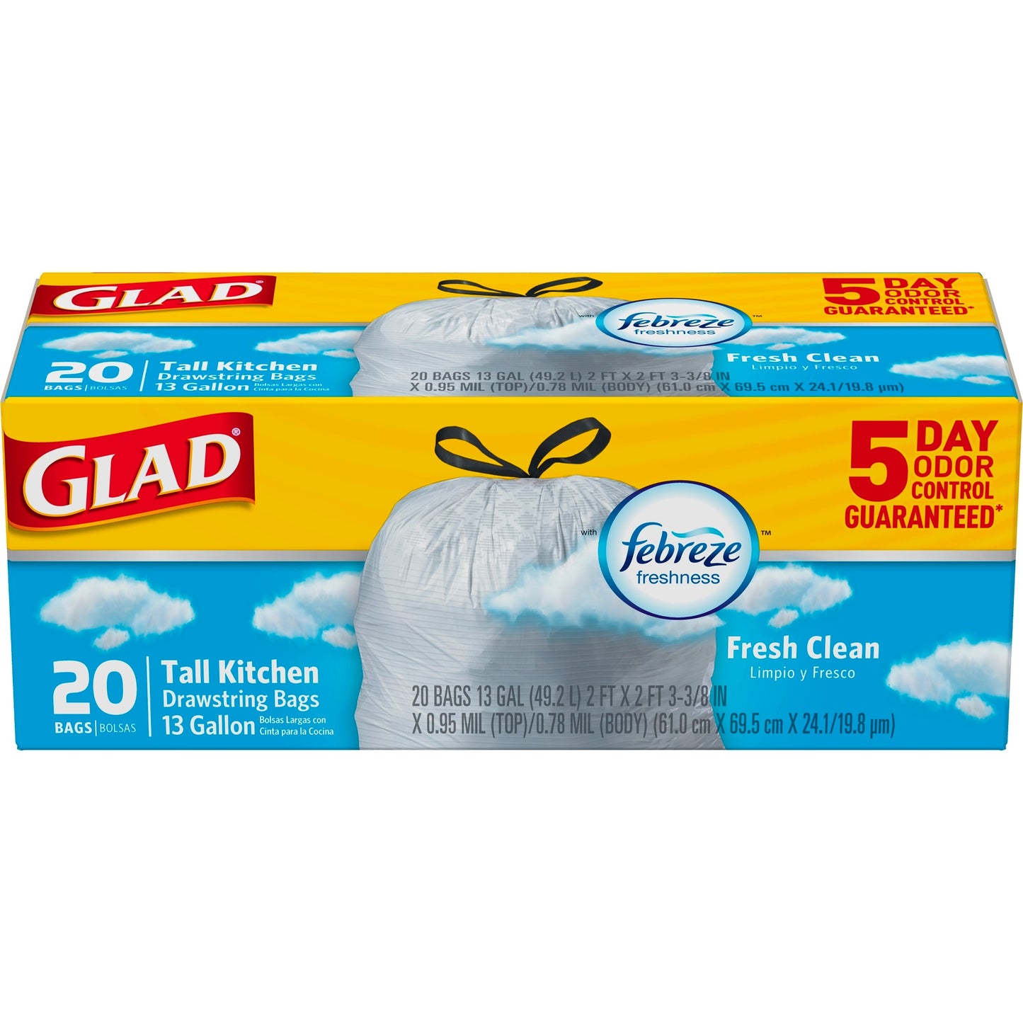 Glad Drawstrings Fresh Clean Odor Shield; 20 Count; 12 Per Case