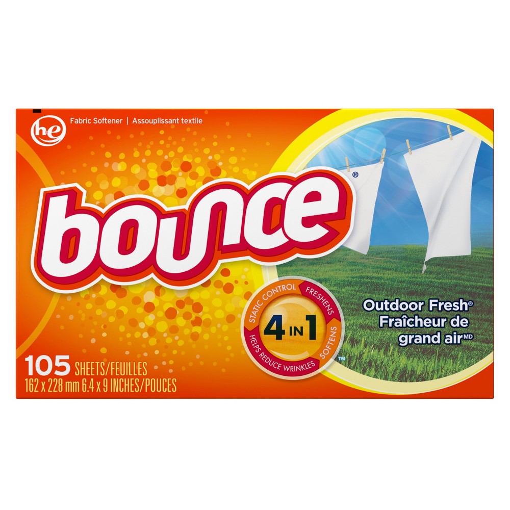 Bounce Bounce Dryer Sheet Outdoor Fresh; 105 Count; 9 Per Case