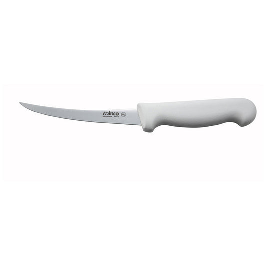 Winco 6 Inch Boning Knife White Curved Handle; 6 Each; 1 Per Case - High Mart Wholesale