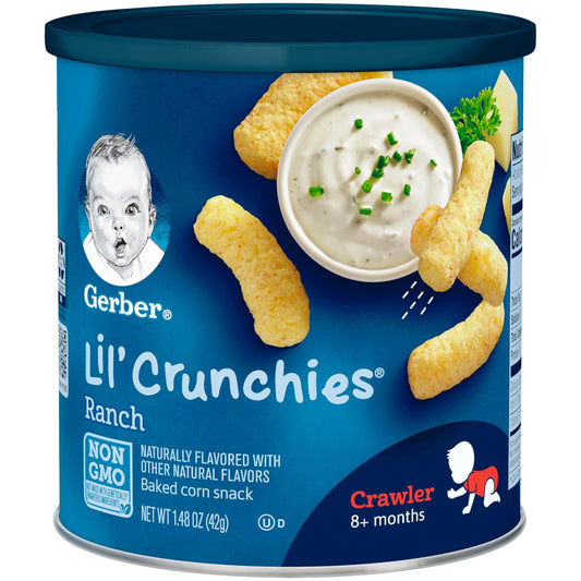 Gerber Non-Gmo Ranch Lil Crunchies Baby Snack Can With Whole Grains; 1.48 Ounce; 6 Per Case