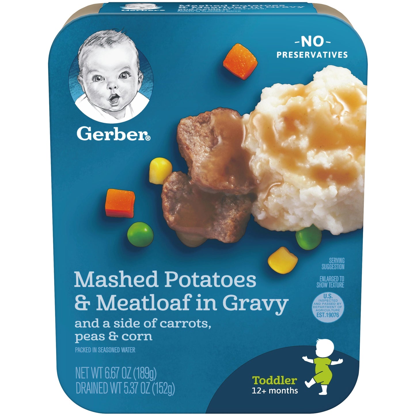 Gerber Mealtime For Toddler Mashed Potatoes And Meatloaf In Gravy Lil Entrees Toddler Food Tray; 6.67 Ounce; 8 Per Case