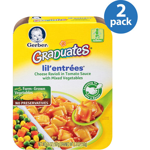 Gerber Mealtime For Toddler Cheese Ravioli In Tomato Sauce Lil Entrees Toddler Food Tray; 6.6 Ounce; 8 Per Case