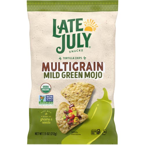 Late July Multi-Grain Mild Green Mojo Tortilla Chips; 7.5 Ounces; 12 Per Case - High Mart Wholesale