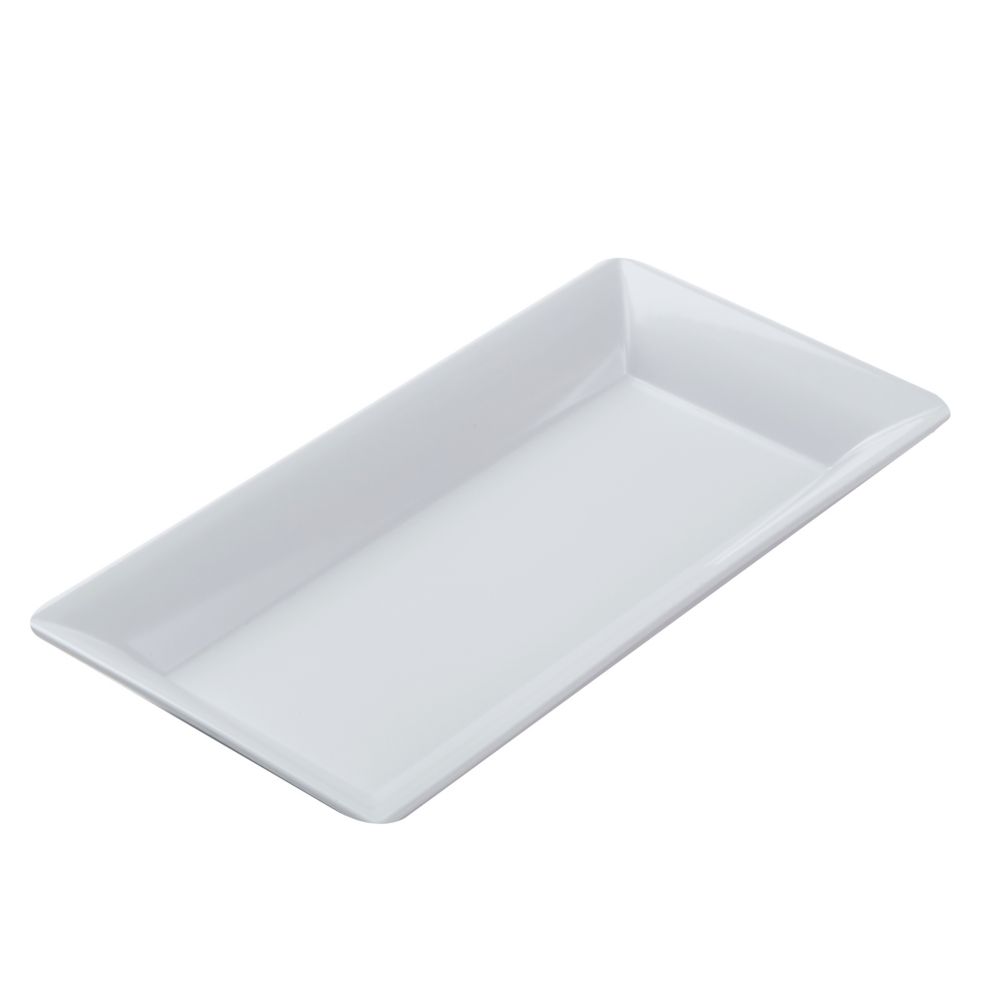 American Metalcraft 18 Inch Rectangular White Melamine Platter; 4 Count - High Mart Wholesale
