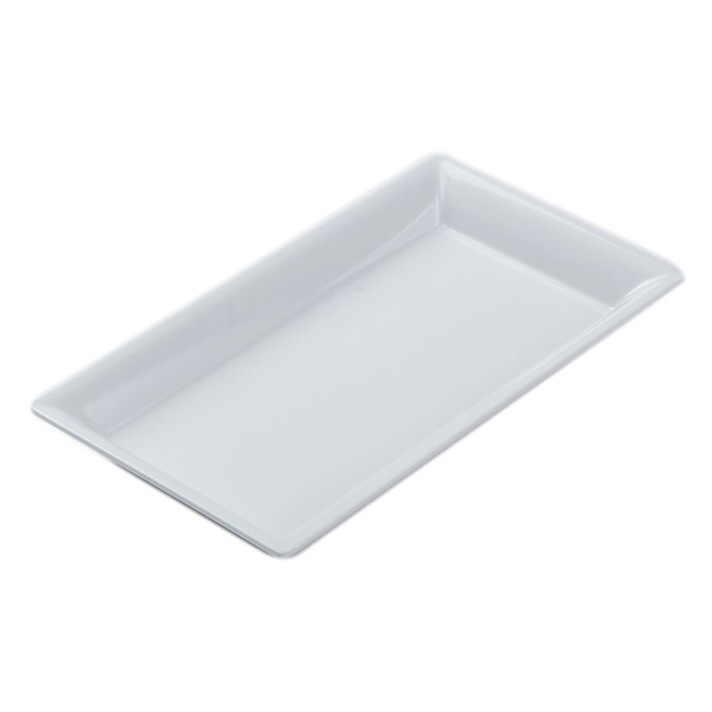 American Metalcraft Rectangular Small White Melamine Platter; 4 Count - High Mart Wholesale